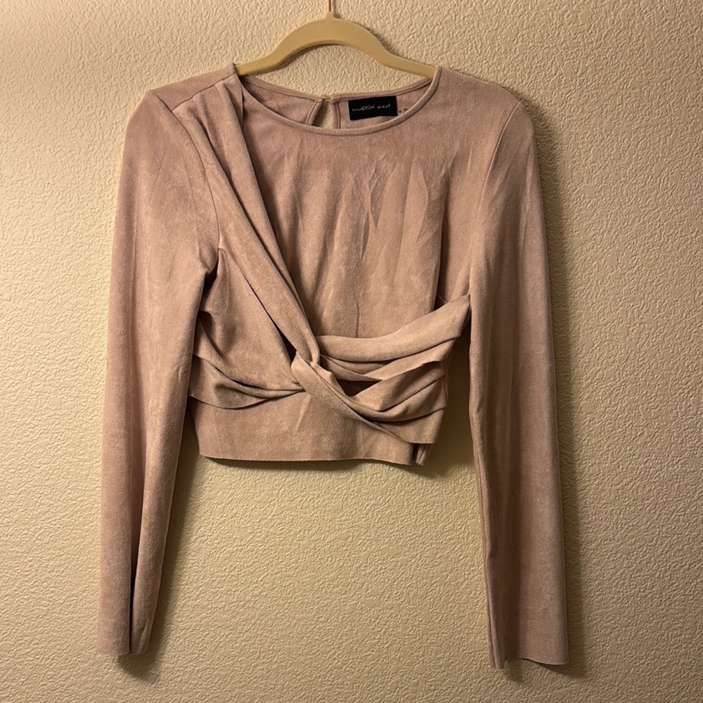 Mustard Seed Beige Long Sleeve Twist Top